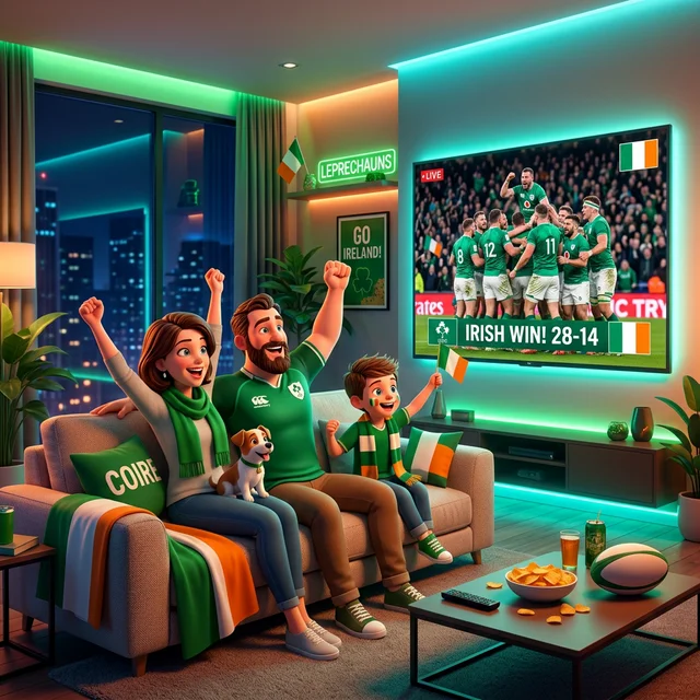Irish family enjoying IPTV streaming service
